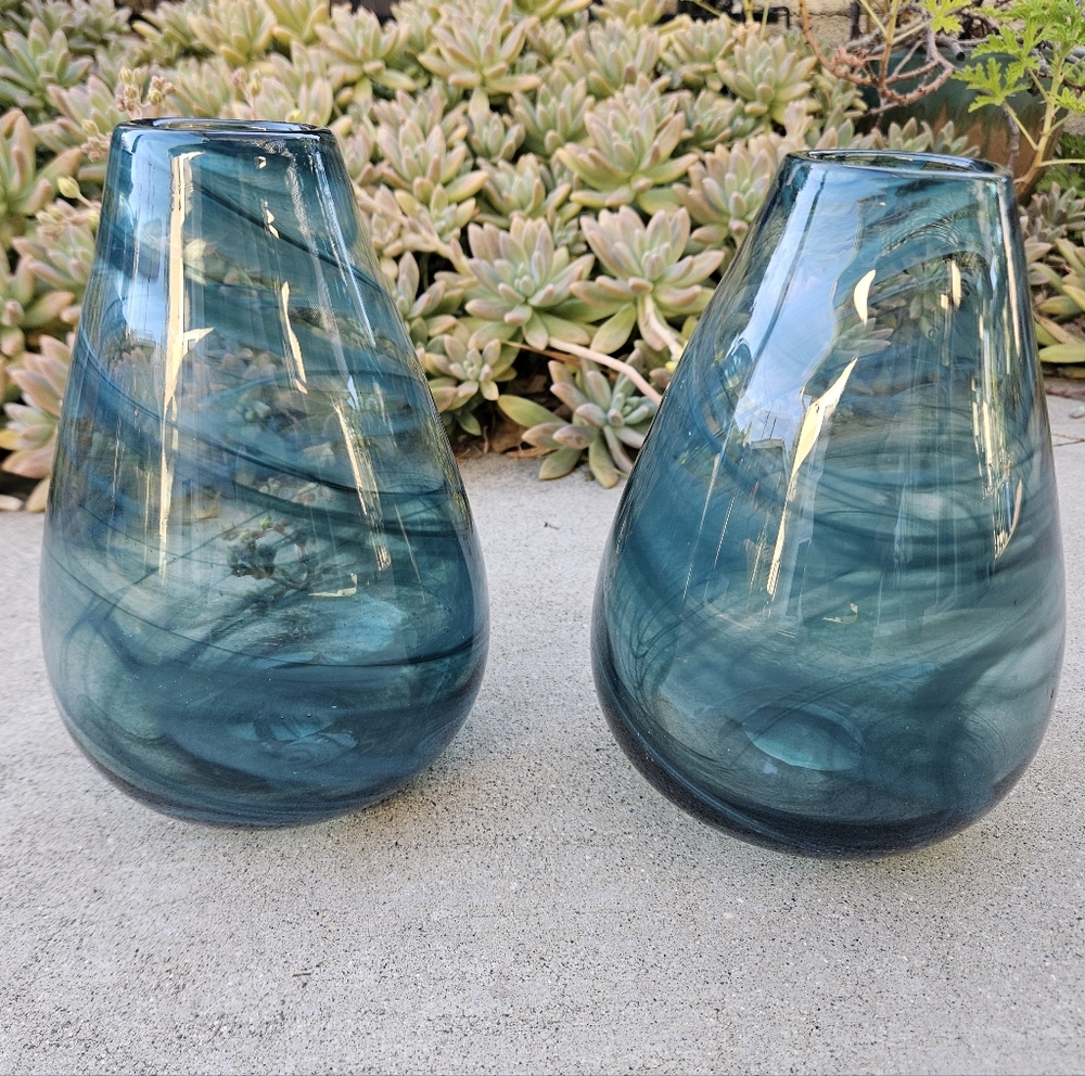 BRAND NEW TARGET TEAL GLASS VASES SET OF 2 GORGEOUS